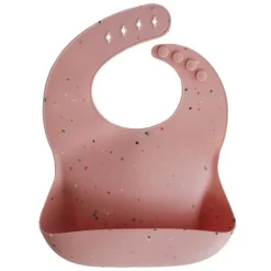 Mushie Silikon Lätzchen Konfetti Rosa
