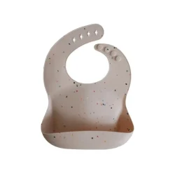 Mushie Silikon Lätzchen Konfetti Beige
