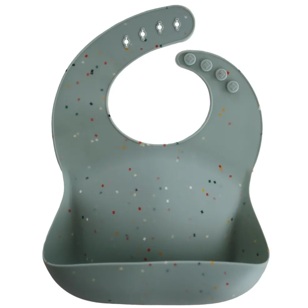 Mushie Silikon Lätzchen Konfetti Cambridge Blue