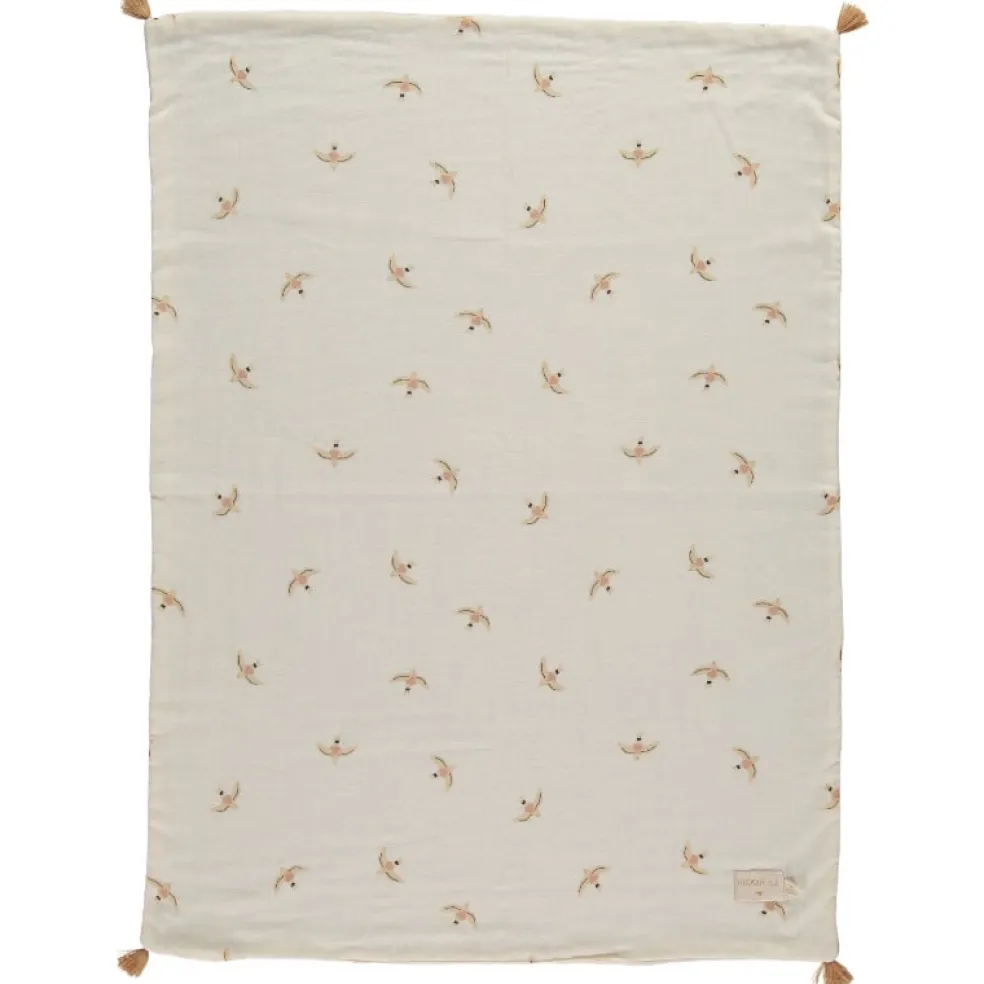 Nobodinoz Babydecke Treasure Haiku Birds Beige 100 x 70 cm