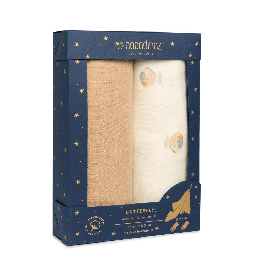 Nobodinoz Mulltuch-Set Blossom Butterfly 100 x 120 cm