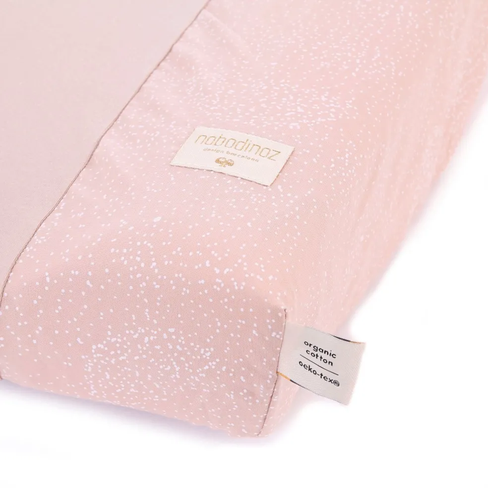 Nobodinoz Wickelauflagebezug White Bubble Misty Pink Rosa