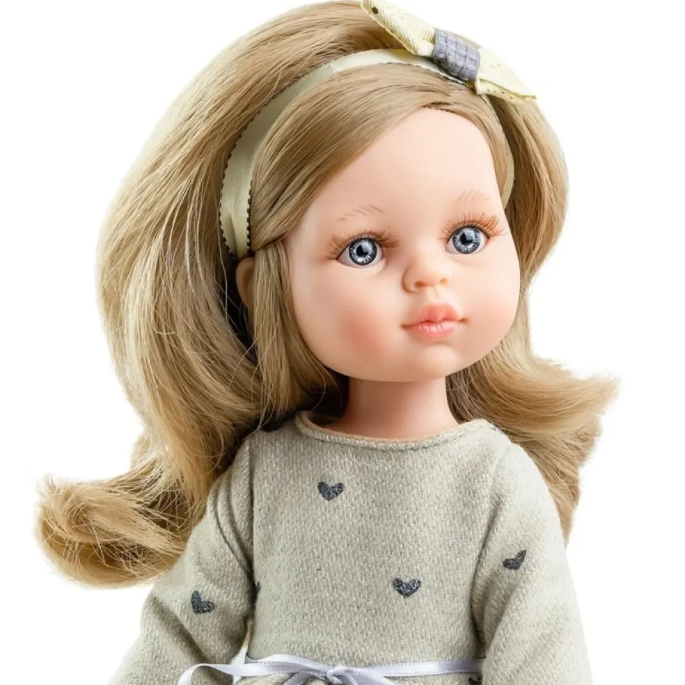 Paola Reina Puppe Amigas Carla Herz Kleid Beige 32 cm