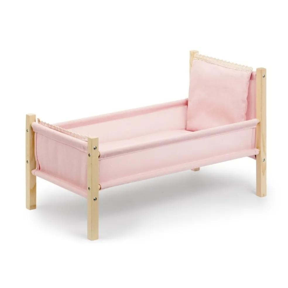 Skrallan Holz Puppenbett Rosa
