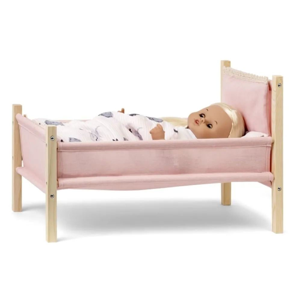 Skrallan Holz Puppenbett Rosa