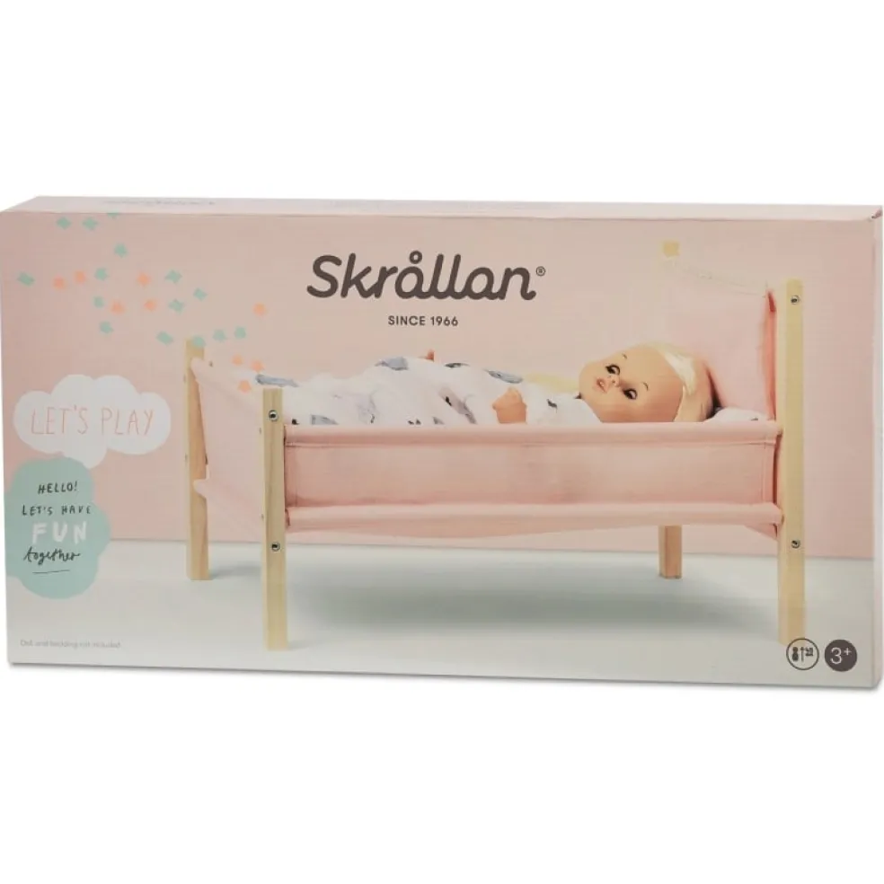 Skrallan Holz Puppenbett Rosa