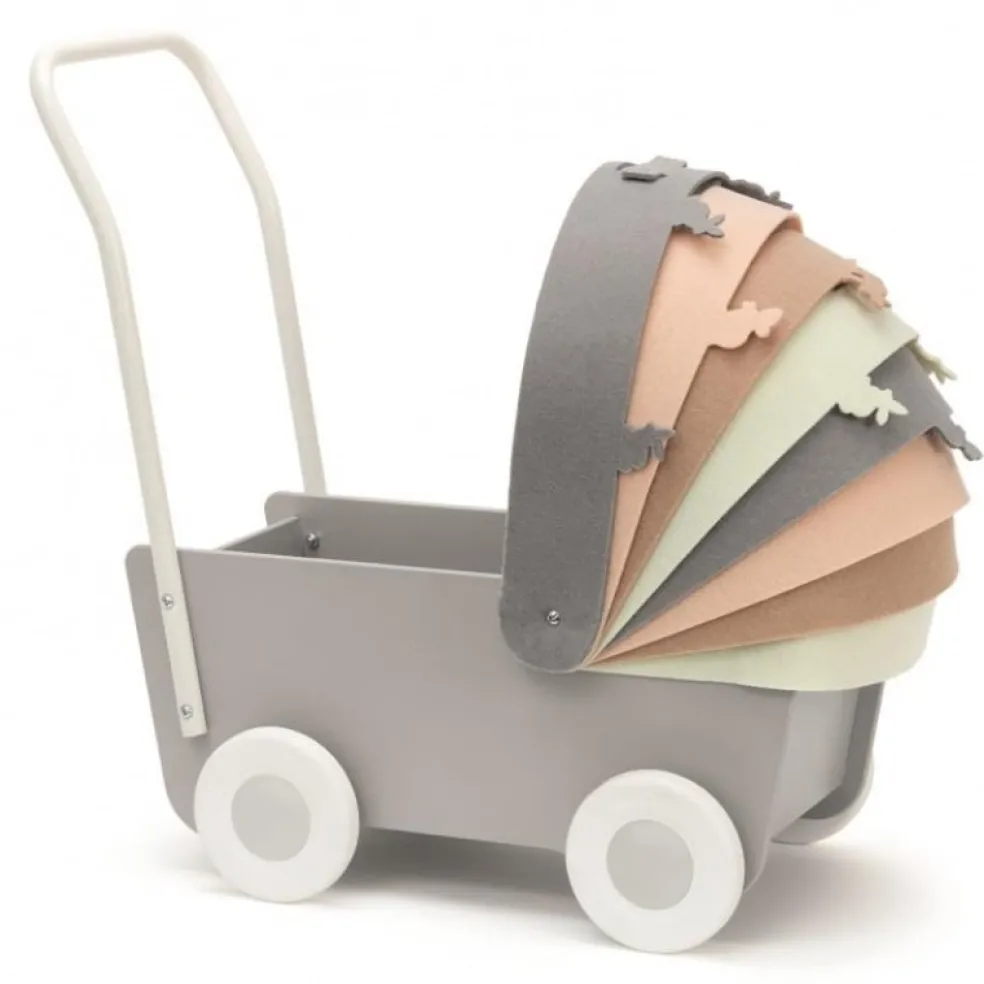 Skrallan Puppenwagen Holz Grau