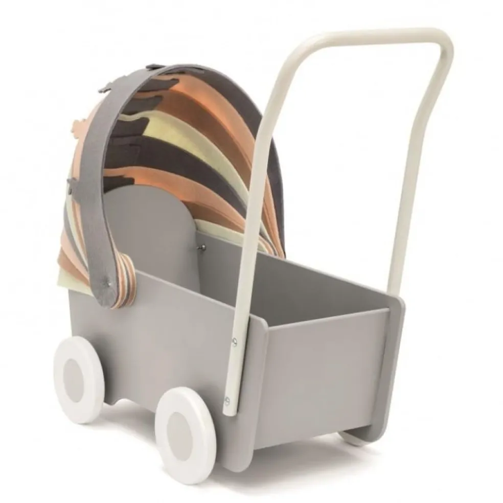 Skrallan Puppenwagen Holz Grau
