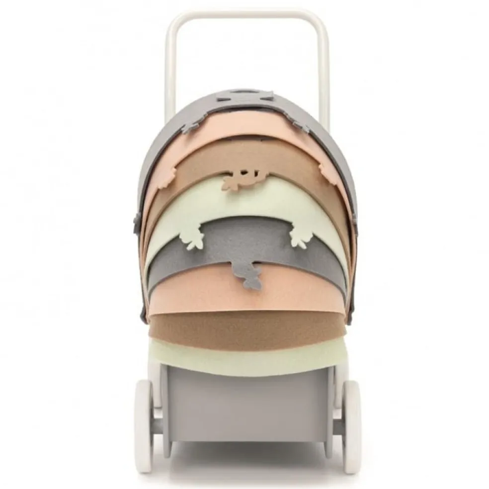 Skrallan Puppenwagen Holz Grau