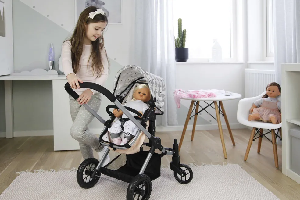 Skrallan Puppenwagen 3-in-1 Rosa