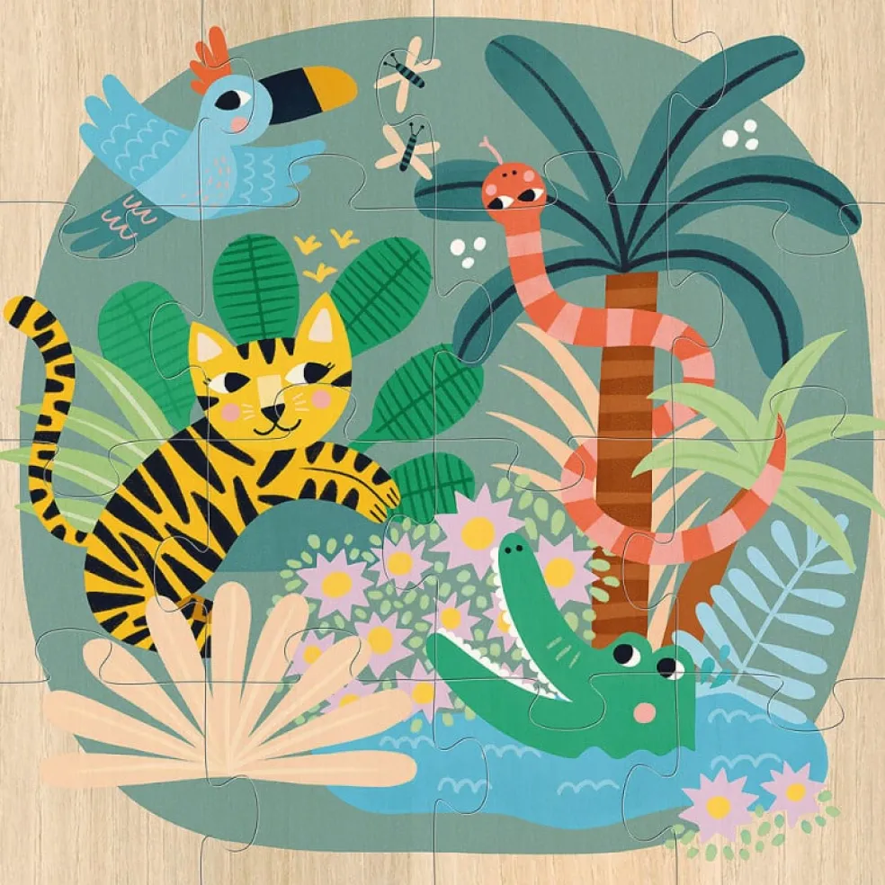 Vilac 3 Holzpuzzles Land Meer Luft 16 Teile