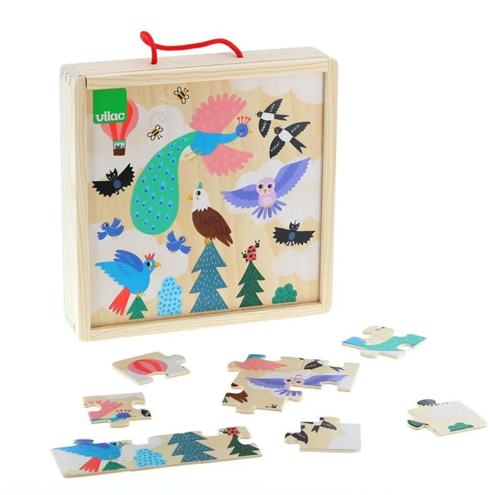 Vilac 3 Holzpuzzles Land Meer Luft 16 Teile